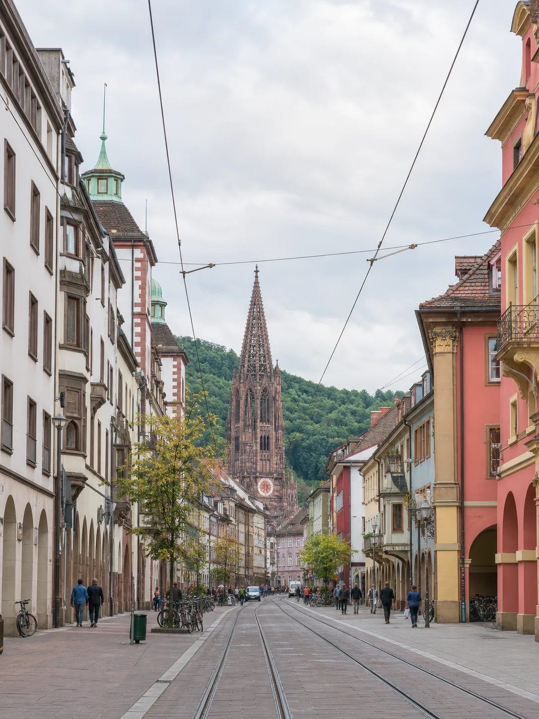 Gasse in der Freiburger Altstadt nahe der Kieferorthopädie Dr. Sibylle Lenz